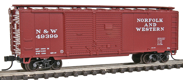 Trainman(R) 40' Double-Door Boxcar - Ready to Run -- Norfolk & Western #49399 (Boxcar Red, Spelled-Out Name)
