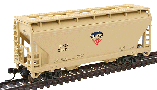 Trainman(R) 2-Bay Centerflow Hopper -- Buffalo & Pittsburgh #25027 (tan, blue, red, black)