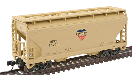 Trainman(R) 2-Bay Centerflow Hopper -- Buffalo & Pittsburgh #25030 (tan, blue, red, black)