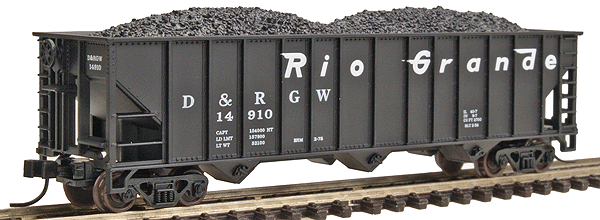Atlas N Trainman(R) 90-Ton 3-Bay Open Hopper - Assembled -- Denver & Rio Grande Western #14950 (black, white)