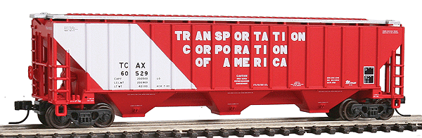 Trainman(R) Thrall 4750 Covered Hopper - Ready to Run -- Transportation Corporation of America TCAX #60529 (red, white sash)