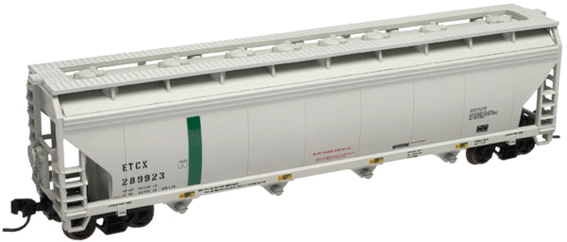 ACF(R) 5250 4-Bay Covered Hopper - Ready to Run -- Eastman Chemical ETCX #289923 (gray, green, No Logo)