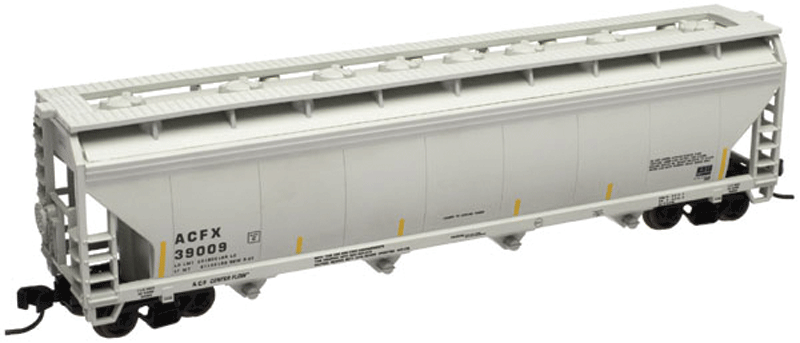 ACF(R) 5250 4-Bay Covered Hopper - Ready to Run -- Lifeline Foods ACFX #39009 (gray, yellow Conspicuity Markings, No Logo)