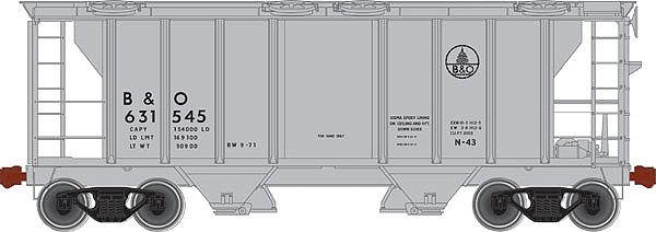 Trainman(R) Pullman-Standard PS-2 2-Bay Covered Hopper - Ready to Run -- Baltimore & Ohio #631545 (gray, Small Capitol Logo)