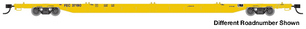 85' Trash Container Flatcar - Ready to Run -- Florida East Coast #37190 (yellow, blue)