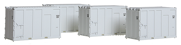 20' High-Cube MSW Trash Container 4-Pack - Ready to Run -- ECCU Set #1 (gray)