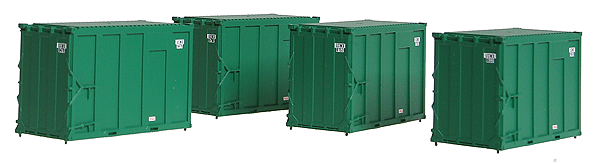 20' High-Cube MSW Trash Container 4-Pack - Ready to Run -- USA Waste Services USWX Set #2 (Green)