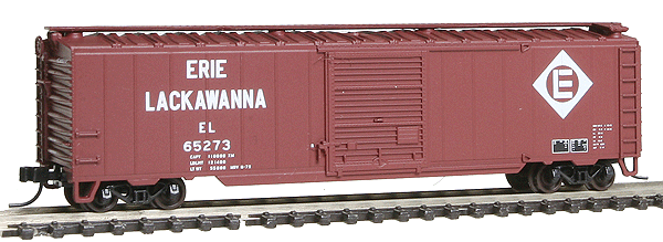 50' Single-Door Boxcar - Ready to Run -- Erie Lackawanna #65273 (Boxcar Red, white)
