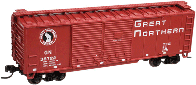 40' Double Door Boxcar - Ready to Run -- Great Northern #38722 (red, Large Empire Builder Style Lettering)
