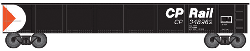 42' Steel Gondola w/Cement Container Load - Ready to Run -- Canadian Pacific #348962 (black, white, red, Multimark Logo)