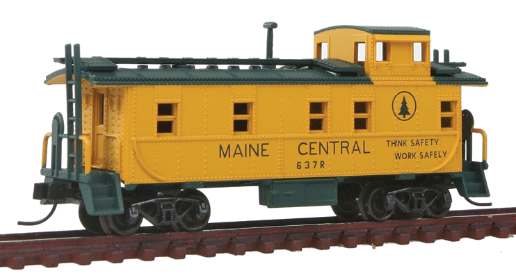 34' Cupola Caboose - Ready to Run -- Maine Central #637 (Harvest Gold, green)-1
