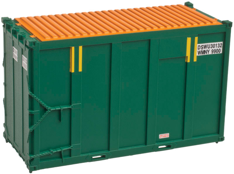 20' High Cube Trash Container 4-Pack - Ready to Run -- DSWU Set #1 (green, yellow)