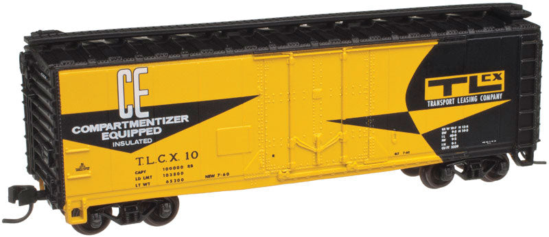 40' Plug-Door Boxcar - Ready to Run -- Transport Leasing Company TLCX #15 (yellow, black, CE & TLCX Logos)