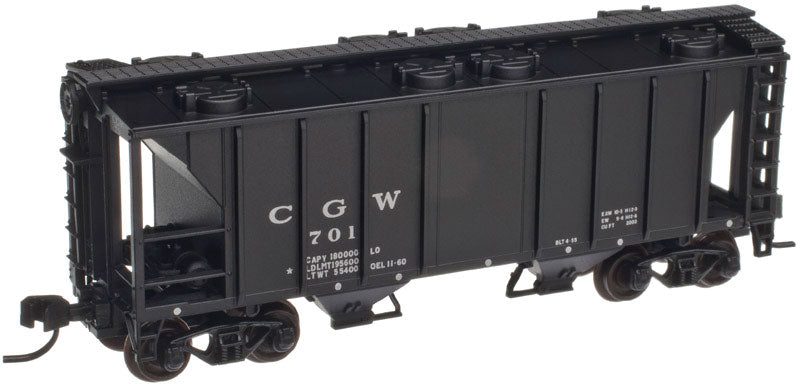 Pullman-Standard PS-2 2-Bay Covered Hopper - Ready to Run -- Chicago Great Western #705 (black)
