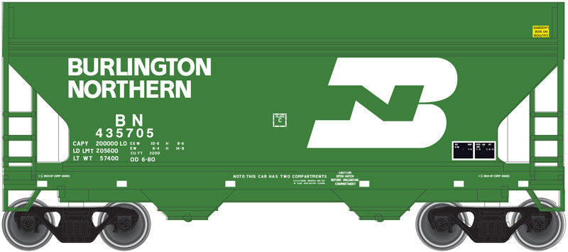 2-Bay Centerflow Hopper - Ready to Run -- Burlington Northern #435705 (Cascade Green, white, Large Logo)