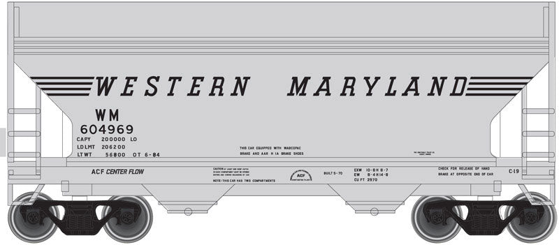 2-Bay Centerflow Hopper - Ready to Run -- Western Maryland #604991 (gray, black, Speed Lettering)