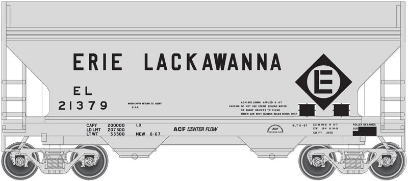 2-Bay Centerflow Hopper - Ready to Run -- Erie-Lackawanna #21354 (gray, black)