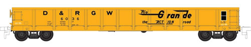 Evans 52' Gondola - Ready to Run -- Denver & Rio Grande Western #6000 (orange, black, Action Road Slogan)