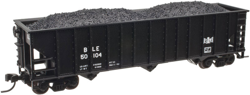 90-Ton 3-Bay Hopper w/Load - Ready to Run -- Bessemer & Lake Erie #50112 (black)