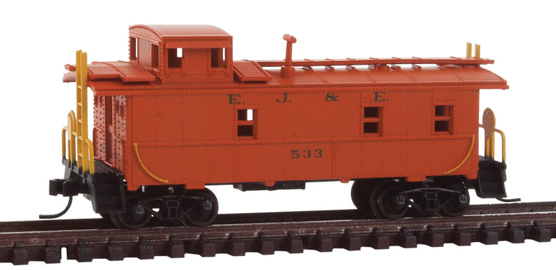 34' Steel Cupola Caboose - Ready to Run -- Elgin, Joliet & Eastern #533 (orange, green)