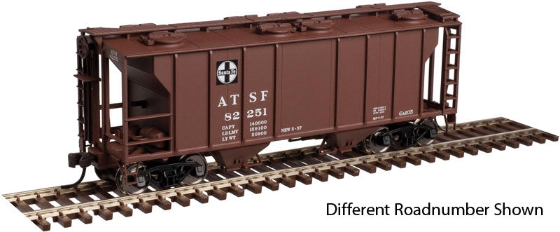 PS-2 2-Bay Covered Hopper - Ready to Run -- Santa Fe #82260 Boxcar Red, black Square Logo)