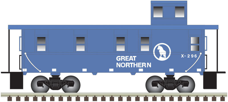 Santa Fe-Style Steel Cupola Caboose - Ready to Run -- Great Northern #296 (Big Sky Blue, white)