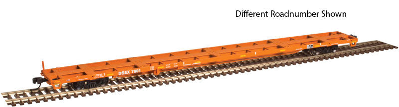 85' Trash Container Flatcar - Ready to Run -- East Carbon-DSEX #7282 (orange, yellow Conspicuity Markings)