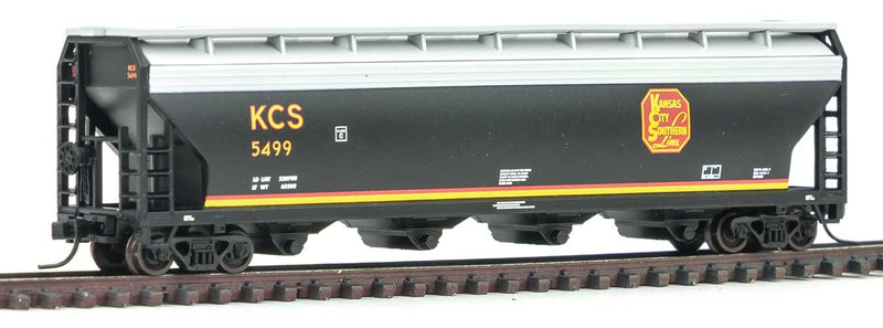 ACF 5250 4-Bay Covered Hopper - Ready to Run -- Kansas City Southern #5499 (black, gray, red, yellow)