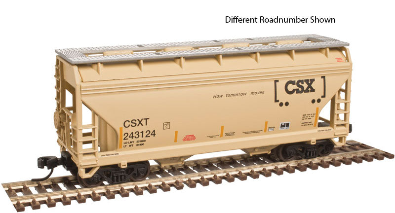 2-Bay Centerflow Hopper - Ready to Run -- CSX #243215 (light beige, Boxcar Logo, How Tomorrow Moves Slogan)