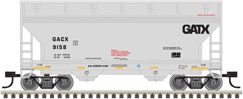 2-Bay Centerflow Hopper - Ready to Run -- GATX #9353 (gray, black, yellow Conspicuity Marks)