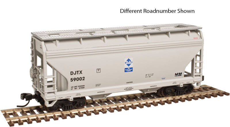 2-Bay Centerflow Hopper - Ready to Run -- David J. Joseph Company #59074 (gray, blue, white; yellow Conspicuity Marks)