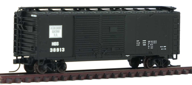 40' Double-Door Boxcar - Ready to Run -- Hoboken Shore #38913 (black, white)