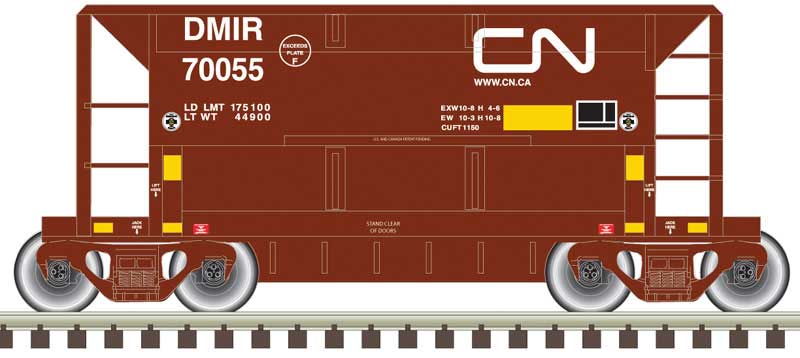 70-Ton Ore Car - Ready to Run -- Canadian National DMIR 70055 (Boxcar Red, Noodle, yellow Conspicuity Marking
