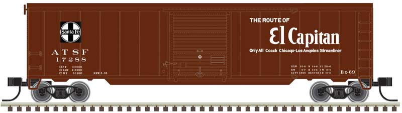 50' Single-Door Boxcar - Ready to Run -- Santa Fe #17227 (Boxcar Red; Square Logo, "The Route of El Capitan" Slogan