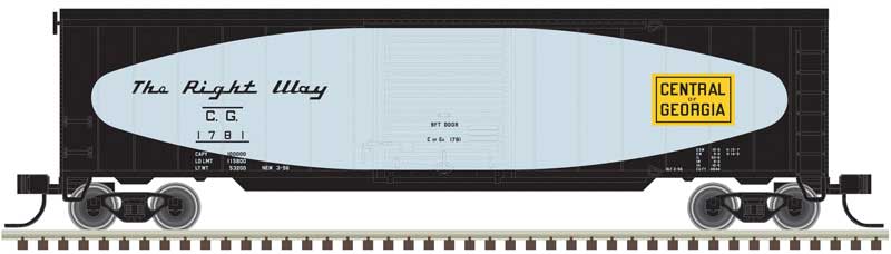 50' Single-Door Boxcar - Ready to Run -- Central of Georgia #1808 (Football Scheme; black, silver)