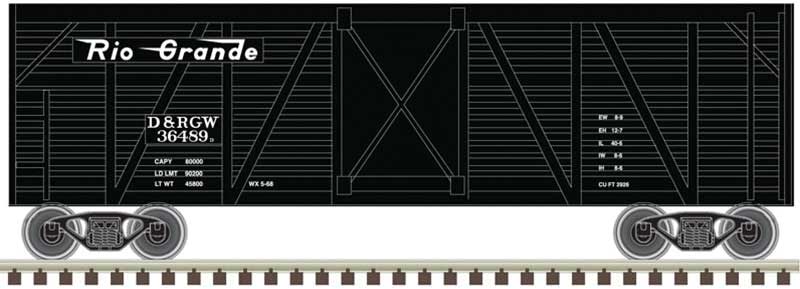 40' Steel Stock Car - Ready to Run -- Denver & Rio Grande Western 36489D (black, Flying Grande)
