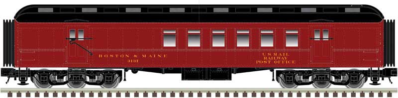 ACF Heavyweight 60' Railway Post Office - Ready to Run -- Boston & Maine #3131 (maroon, black)