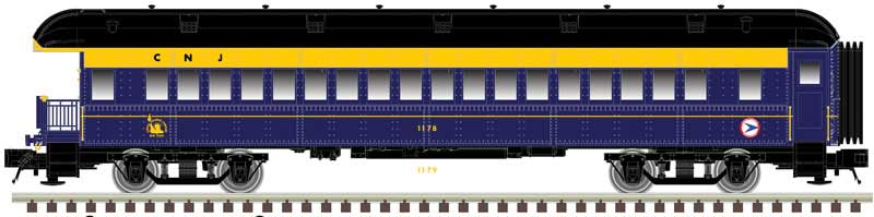 ACF Heavyweight 60' Observation - Ready to Run -- Central Railroad of New Jersey 1178 (blue, yellow, black)