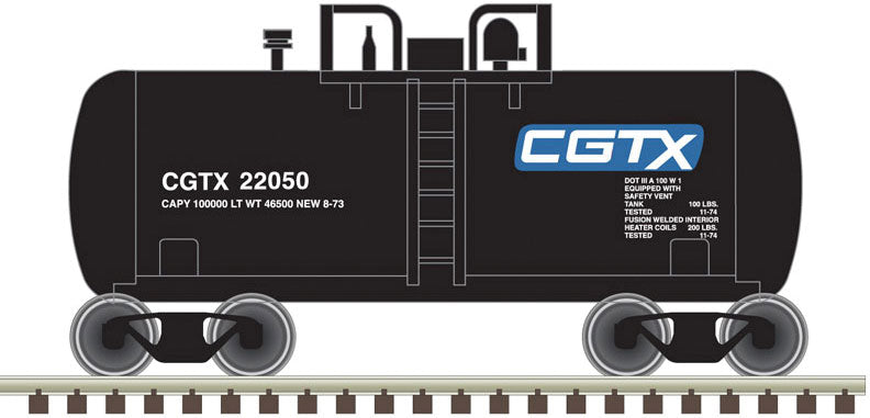 28' Beer Can Shorty Tank Car - Ready to Run -- Canadian General CGTX 22050 (black, blue, white)