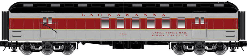 ACF Heavyweight 60' Railway Post Office - Ready to Run -- Delaware, Lackawanna & Western 1816 (gray, maroon, yellow)