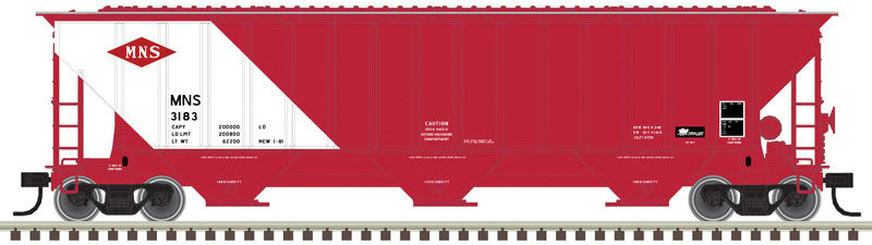 Thrall 4750 3-Bay Covered Hopper - Ready to Run -- Minneapolis, Northfield and Southern 3183 (red, white)