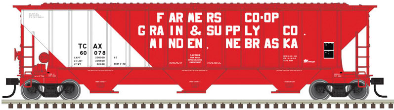 Thrall 4750 3-Bay Covered Hopper - Ready to Run -- Transportation Corporation of America 60073 (red, white)