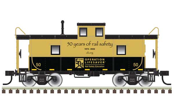 C&O-Style Steel Center-Cupola Caboose - Ready to Run -- Operation Lifesaver #50 (50th Anniversary Commemorative, black, gold)