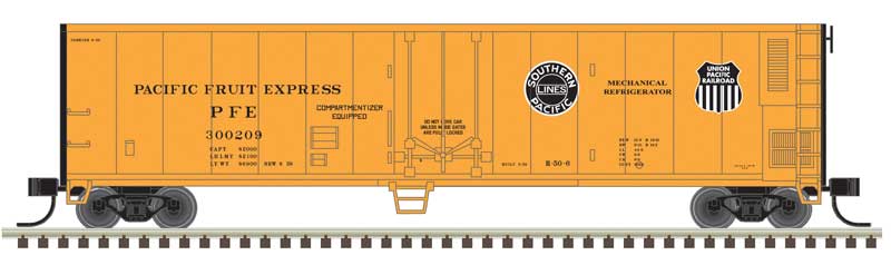 50' Mechanical Reefer - Ready to Run -- Pacific Fruit Express #300209 (orange, black)