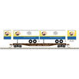 50' Piggyback Flatcar w/Two 24' Trailers - Ready to Run -- Santa Fe #92756 (Falstaff Trailers; white, blue, yellow, black, red)