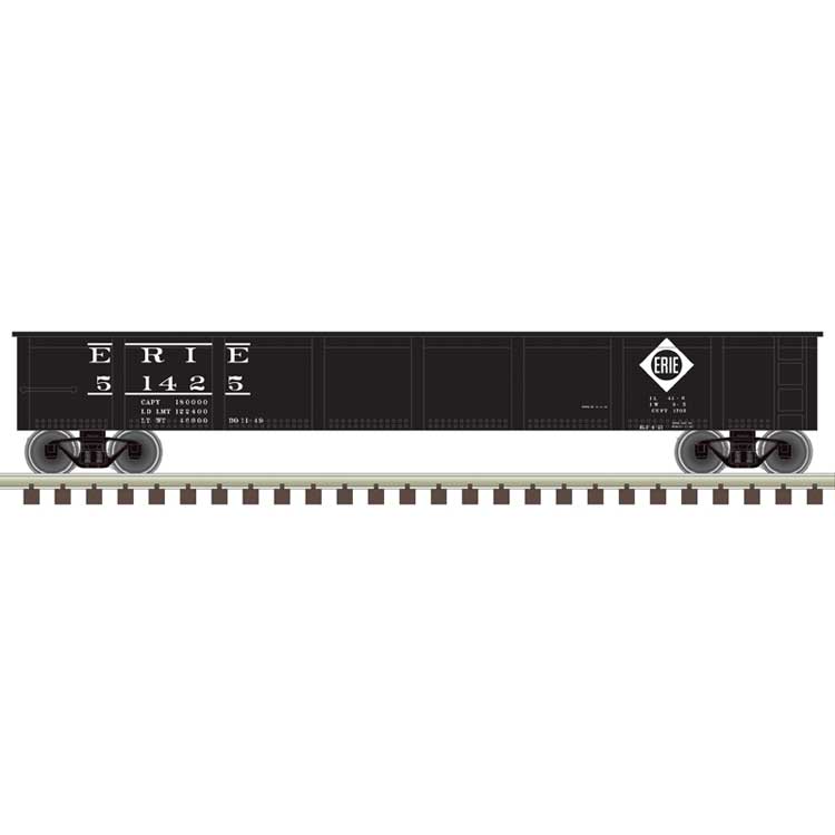42' Steel Gondola w/Cement Container Load - Ready to Run - Master(R) -- Erie #51425 (black, white)