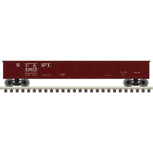 42' Steel Gondola w/Cement Container Load - Ready to Run - Master(R) -- Nashville, Chattanooga & St. Louis #44499 (Boxcar Red, white)