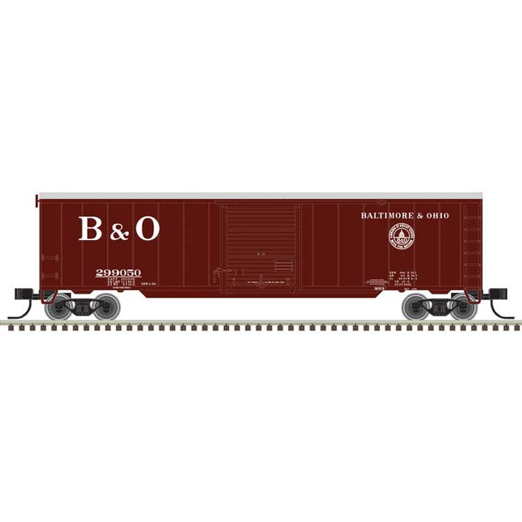 50' Single-Door Boxcar - Ready to Run -- Baltimore & Ohio #299050 (Boxcar Red, 13 States Logo)