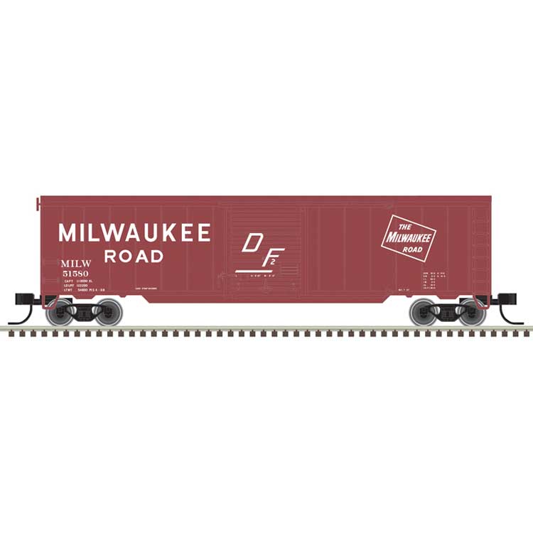 50' Single-Door Boxcar - Ready to Run -- Milwaukee Road #51580 (Boxcar Red, DF Marks, Large Roadname, TMR Logo)