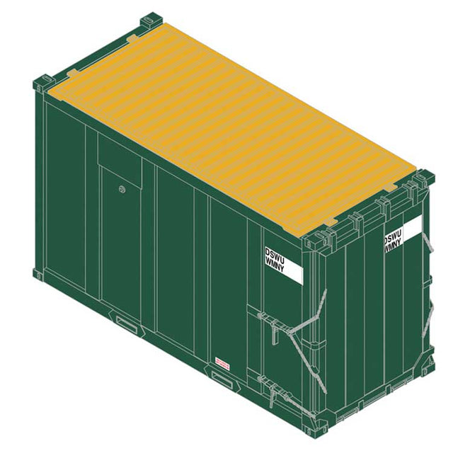 20' High-Cube MSW Trash Container 4-Pack - Ready to Run -- USA Waste Services USWX #00073, 01112, 02073, 01943 (green)